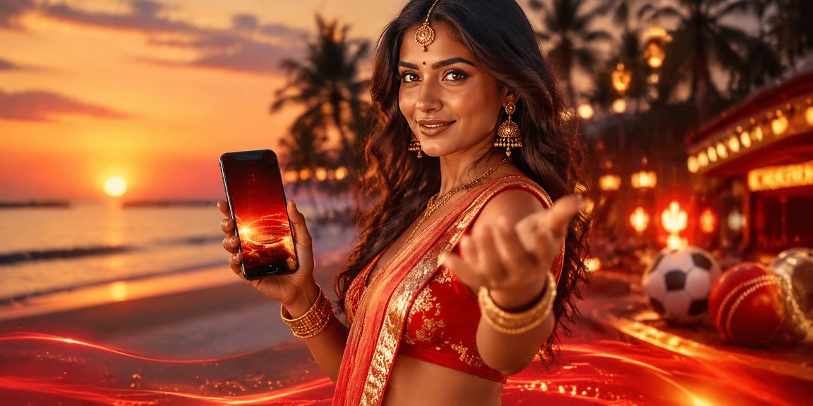 Relaxing beach scene in Goa with mobile sports betting