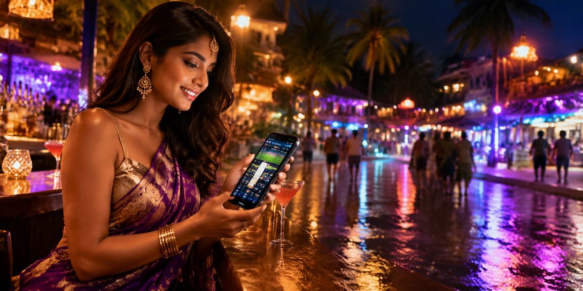 Mobile casino slots gameplay on the beach in Goa